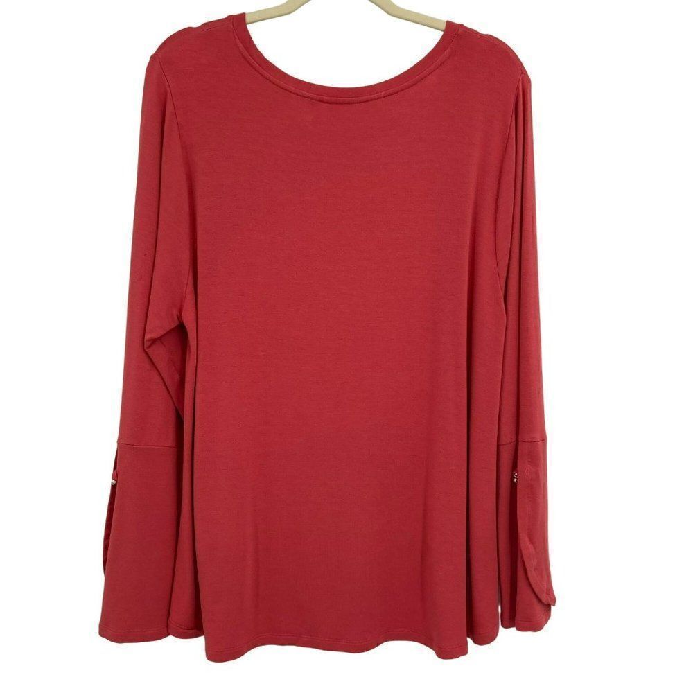 Soft Surroundings Long Sleeve Tunic Button /Loop on Sleeves & Hem Orange Size 1X - Picture 8 of 10
